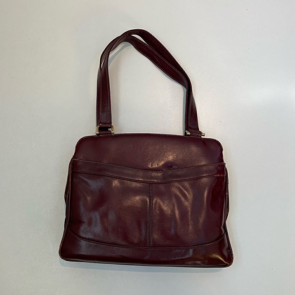 Vintage Lou Tayler Italy Leather Handbag with Attached Mirror and Change Purse